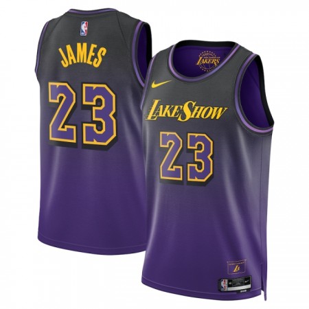 Män Los Angeles Lakers Tröja Lebron James Nike 2024-25 City Edition Lila Swingman Män Los Angeles Lakers Tröja Lebron James Nike 2024-25 City Edition Lila Swingman